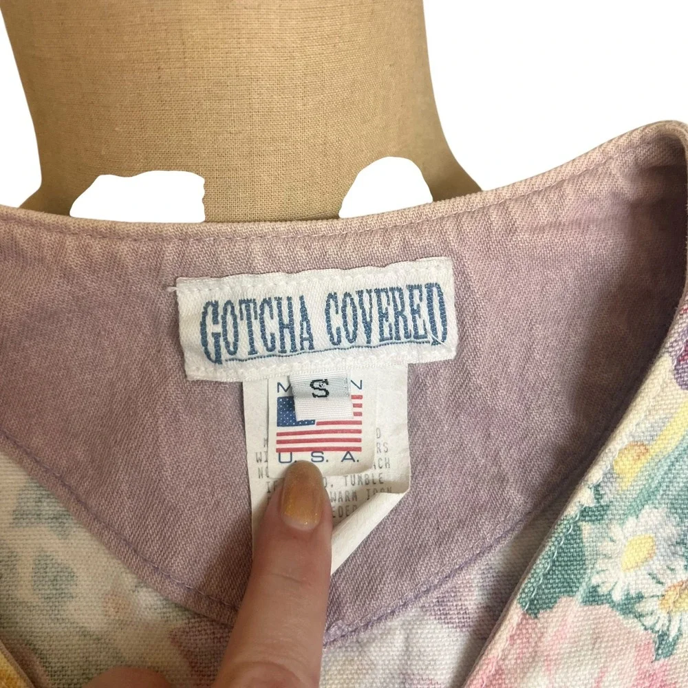 Gotcha Covered Vintage Floral Vest Pink Cotton Granny Core Made in‎ USA Small